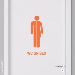 Auffkleber für WC Unisex/Divers mit Symbol und Beschriftung,Design Klassik Modern